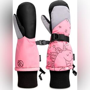 Charming Pink Unicorn Ski Gloves for Little Girls